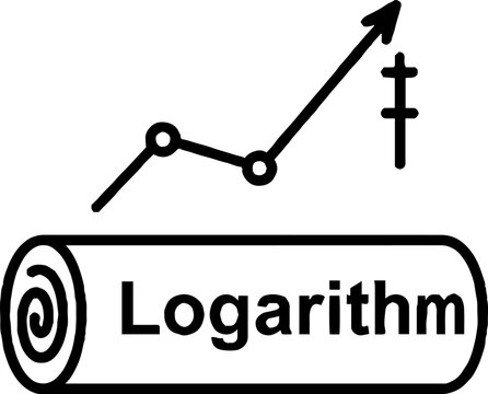 Mathematical logarithm growth graph and scroll vector