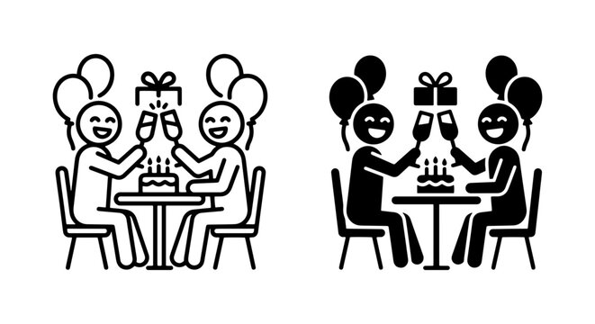 celebration cake and balloons vector set for graphic design projects