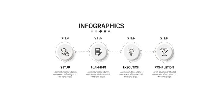 Infographic template with four steps 1.