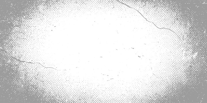Grunge border texture, white center with dark rough edges, black distressed frame, scratches and dust, vignette effect, worn vintage background texture design.