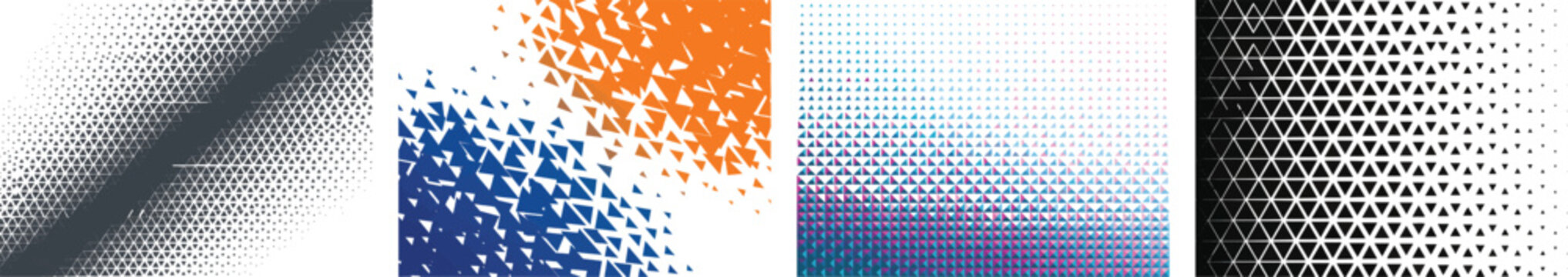 Halftone triangles pattern. Abstract geometric gradient background. Vector illustration, vector set isolated on white