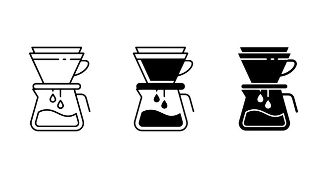 vector coffee maker icons on white background