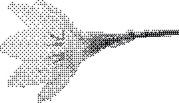 Abstract Pixelated Starburst Graphic with Monochrome Dithered Pattern and Retro Digital Aesthetic on White Background