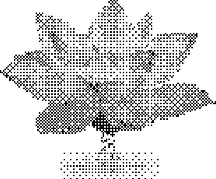 Stylized pixel art illustration of a potted plant with pointed leaves in a retro 8-bit digital dithered style on a white background