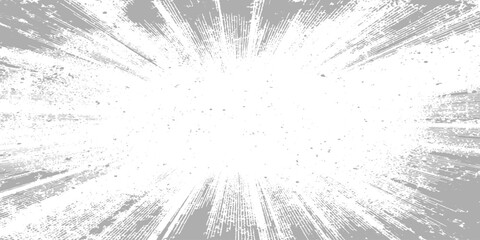 Abstract radial explosion with ink splatter lines bursting from the center, high-contrast black and white, dynamic motion, vintage grunge texture vector illustration, minimalist background. © TextureStock