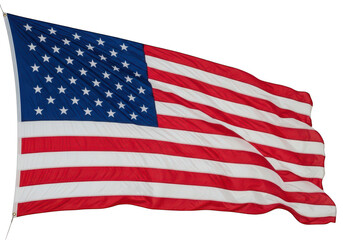 Obraz premium American flag waving in the wind on a clear day PNG isolated on transparent background