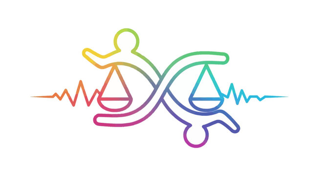 DNA Helix, Scales of Justice, Heartbeat, Diversity, Equality, Science, Law, Health