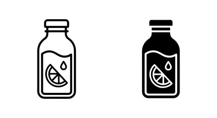 Obraz premium black and white vector set of drink bottles with lemon slice design