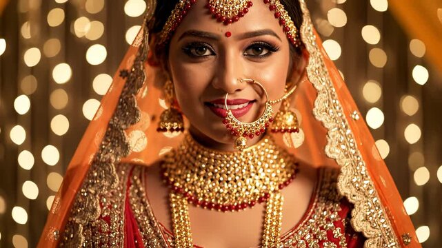 Bride in traditional attire with jewelry