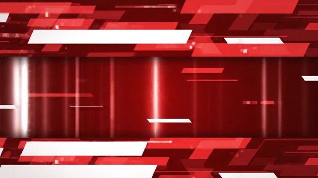 A high-energy abstract motion graphic featuring layered red panels, glowing lines, and fast-moving geometric elements, creating a sleek futuristic background ideal for broadcast, tech, or transition u