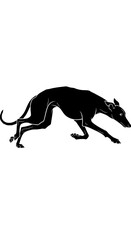 Fototapeta premium Black silhouette of a greyhound running, minimalist style
