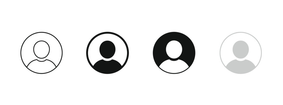 User icon, minimal profile avatar vector illustration, circle account symbol, apps interface sign, default person pictogram, contact login concept
