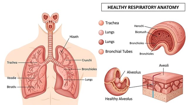 Healthy Lung Anatomy Diagram.