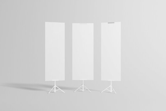 Three tripod banner front view mockup