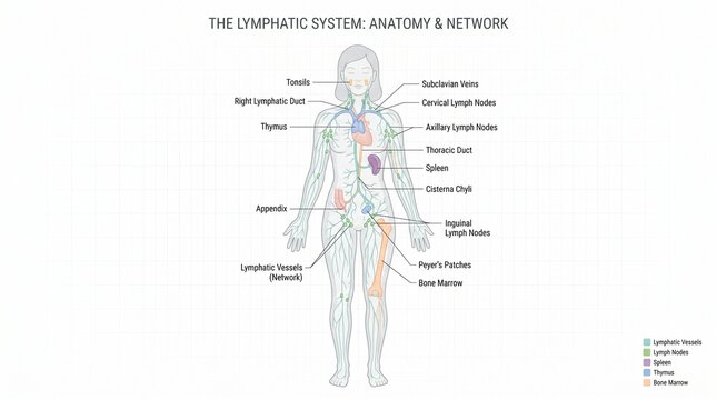 The human lymphatic system anatomy network.