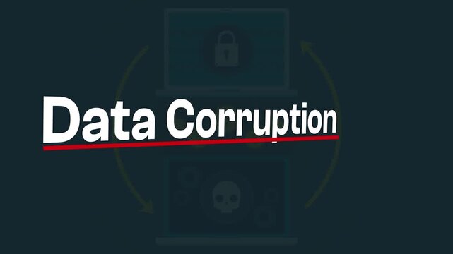 Data Corruption Warning: A visual representation of data corruption, highlighting the transition from secure to compromised information on digital devices.