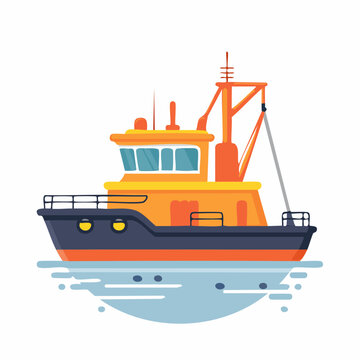 Illustration of a Fishing Trawler Boat