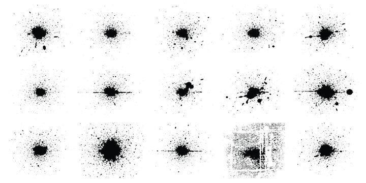 Seamless white background with random black ink splashes, grunge splatter marks, high contrast, minimal abstract texture, scattered blot patterns, monochrome artistic texture design.
