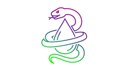 Obraz premium Abstract snake coiled around a geometric shape with gradient colors