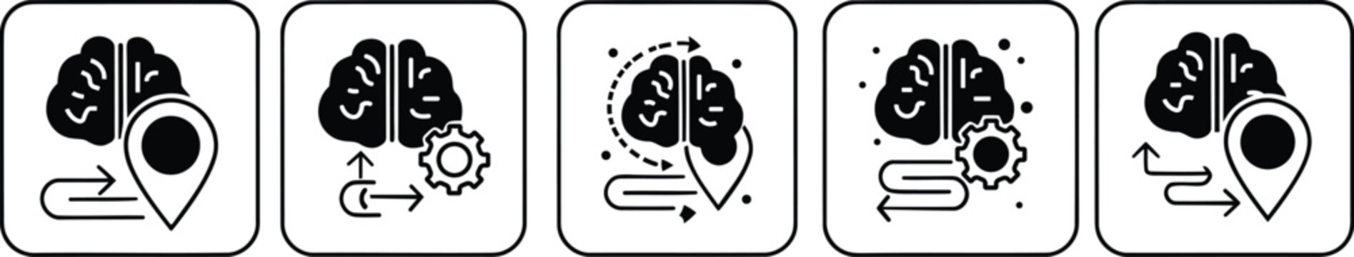 Brain function and location icons