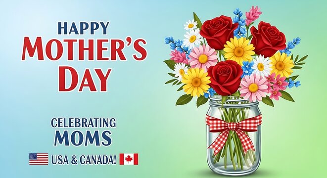 Happy Mother's Day flower bouquet in a jar
