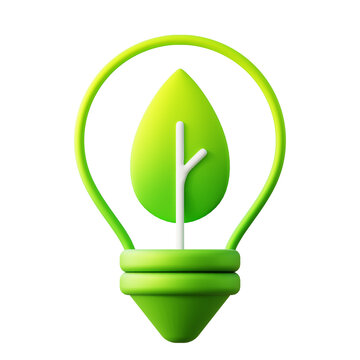 3d eco green light bulb representing green energy
