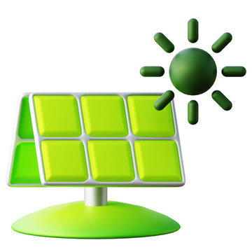 3d solar panel with sun