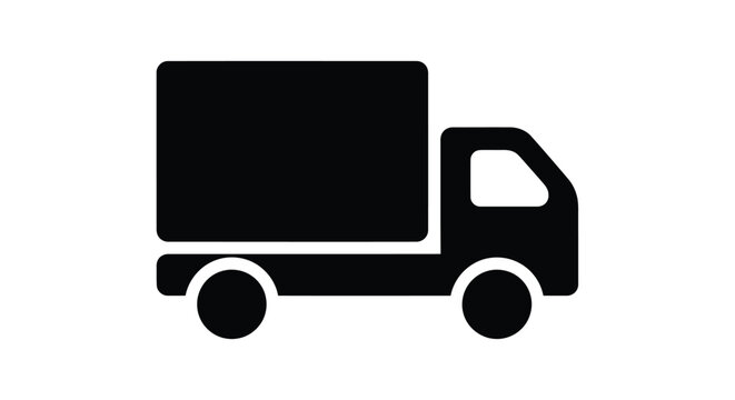 Minimalist black delivery truck vector illustration representing efficient logistics and transportation services for global business shipping