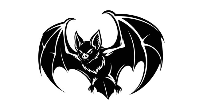 Black tribal bat mascot with sharp fangs and wide wings
