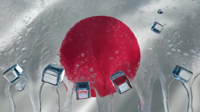 氷に閉じ込められた国旗が示す資産価値下落の象徴