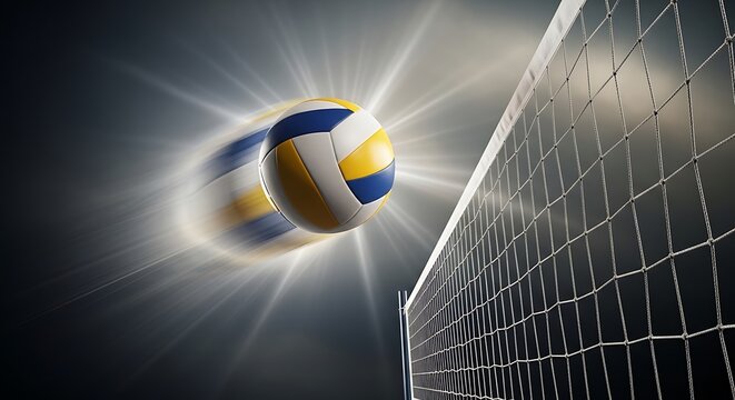 Soccer ball flying toward a goal net