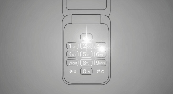 Vintage Flip Phone with Numeric Keypad and Fingerprint Background