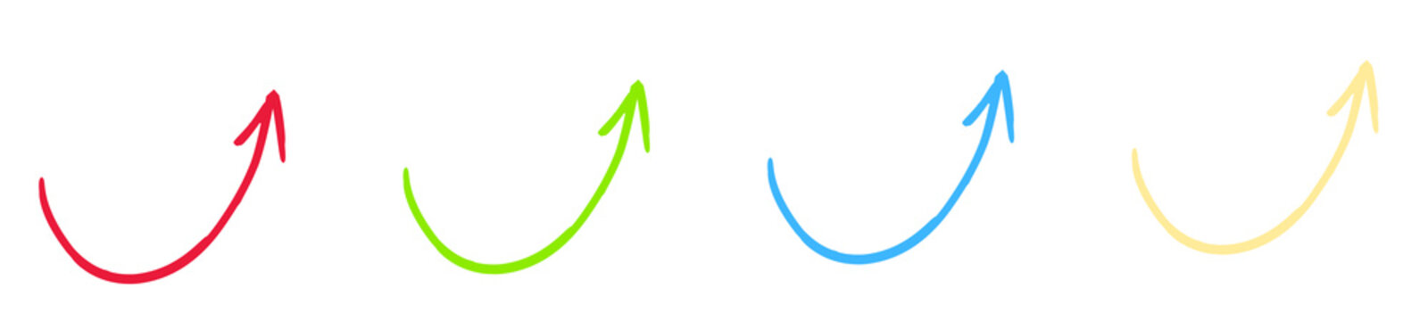 Curved arrow icon set. Upward growth direction symbols. Trend and progress concept. Minimal vector illustration style