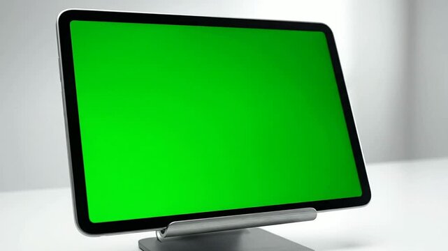 The green screen video display on a modern computer monitor