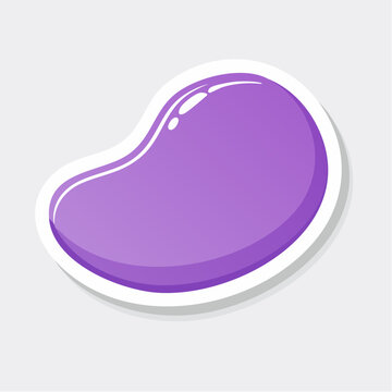 Purple Jelly Bean Shape with White Outline and Shadow