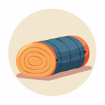 Rolled up sleeping bag illustration
