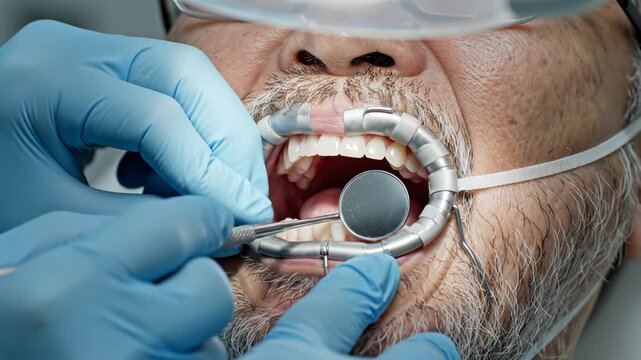 Dentist examining patients teeth