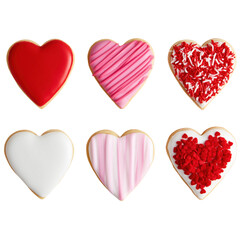 Fototapeta premium Solid red heart shape, heart cookie, red fondant, red wrapper, isolated on transparent background PNG element
