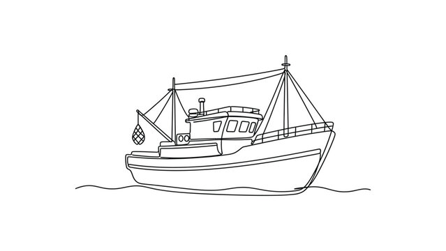 A simple line drawing of a boat.