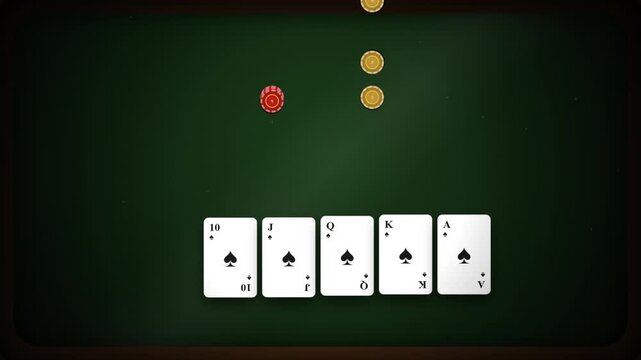 Five Card Poker Hand on Green Felt Table