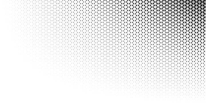 Abstract geometric black and white deco art halftone hexagone and triangle print pattern. Vector eps 10