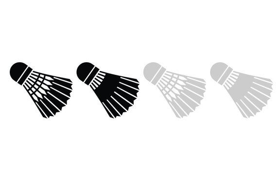 Badminton Net Icon Set &ndash; Shuttlecock and Racket Vector Symbols for Indoor Sports, Volleyball and Beach Game Design