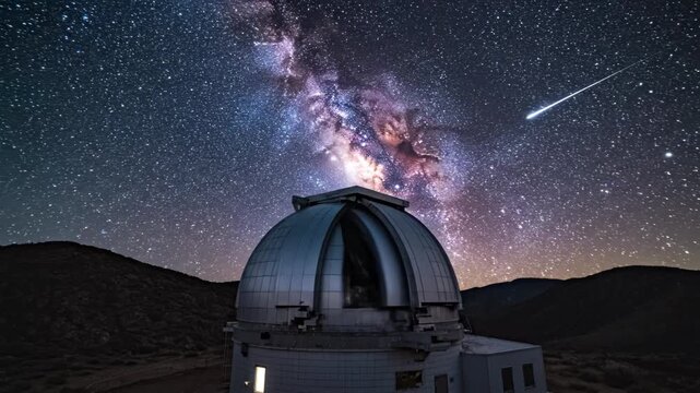 Observatory under starry sky