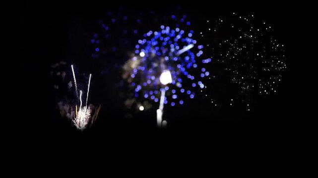 Realistic firework on black background.