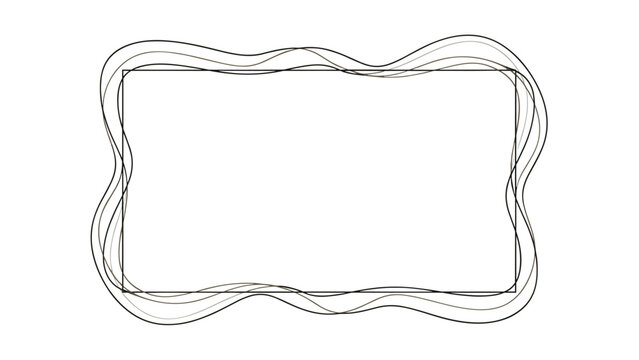 Abstract wavy line frame with overlapping hand-drawn black outlines creating a minimal border on a clean white background for creative design.