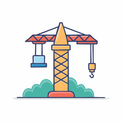 Naklejka premium Flat Design Construction Crane Icon