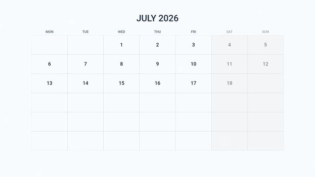 July 2026 Calendar with Event Scheduling and Date Highlight