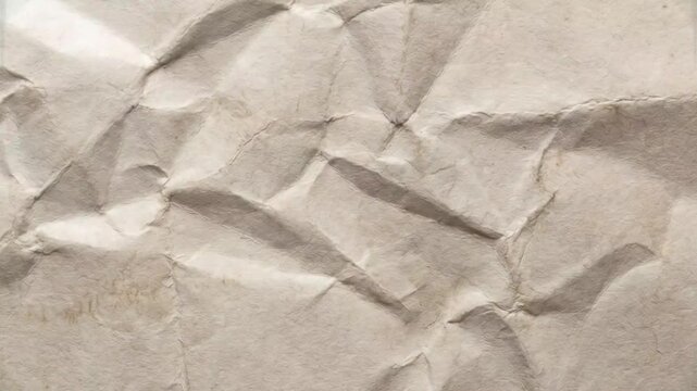 Closeup of crumpled beige paper texture background animated background