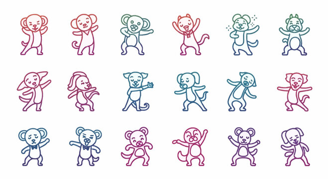 Cute Cartoon Animals Dancing and Grooving - Set of Fun Characters