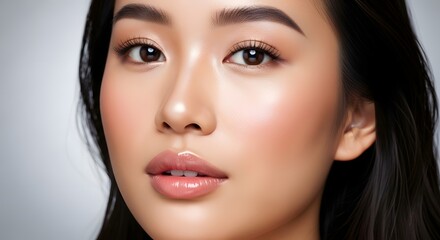 Fototapeta premium Beautiful East Asian Woman Portrait: Cosmetics and Beauty Focus